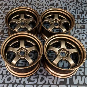 WORK Meister S1R STAGGERED SET 18"x9.5 ET12 & 18"x10.5" ET12 5x114.3 Finished in Ashed Titan Bronze with Matte Bronze  Lips