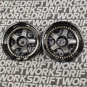 WORK Meister S1 3-Piece Alloy Wheels - Pair of 19x9.5" ET+25 5x114.3 Matte Black with Gloss Black Lip