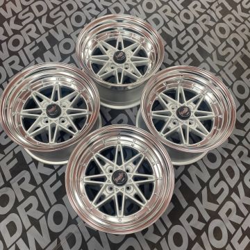 WORK EQUIP 03 15X8.5" ET1 4x100 Silver w/ Polished Lips (Set of 4)