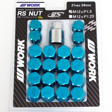 WORK Wheels M12x1.25 Wheel Nuts and Locking Nuts Set - Closed End - Blue