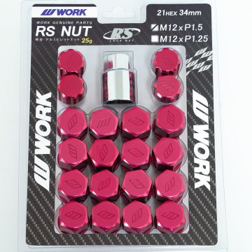WORK Wheels M12x1.5 Wheel Nuts and Locking Nuts Set - Closed End - Red