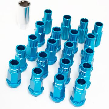 WORK Wheels M12x1.25 Wheel Nuts and Locking Nuts Set - Open End - Blue