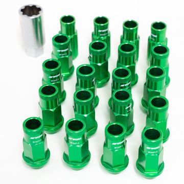 WORK Wheels M12x1.25 Wheel Nuts and Locking Nuts Set - Open End - Green