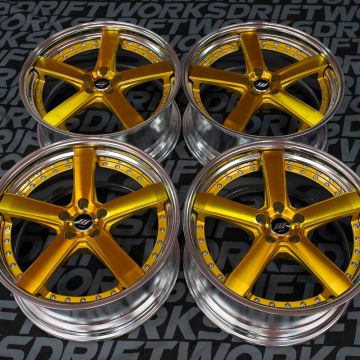 WORK Zeast ST2 Wheels - Staggered Set - 20x9.5 ET37 20x10 ET35 5x112 - Imperial Gold Silver with Polished lips
